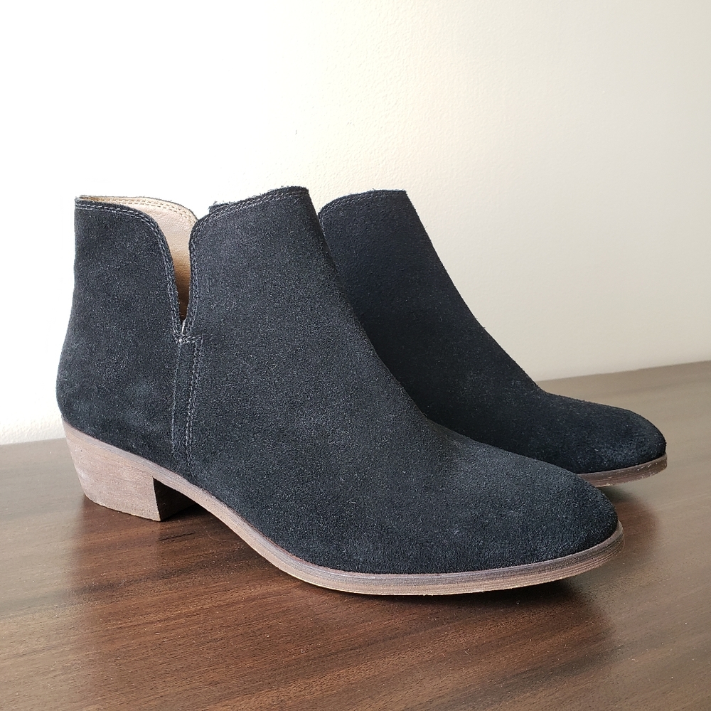 Splendid Black Hamptyn Genuine Suede Almond Toe Booties